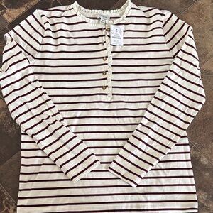 J. Crew Burgundy Striped Long Sleeve Top